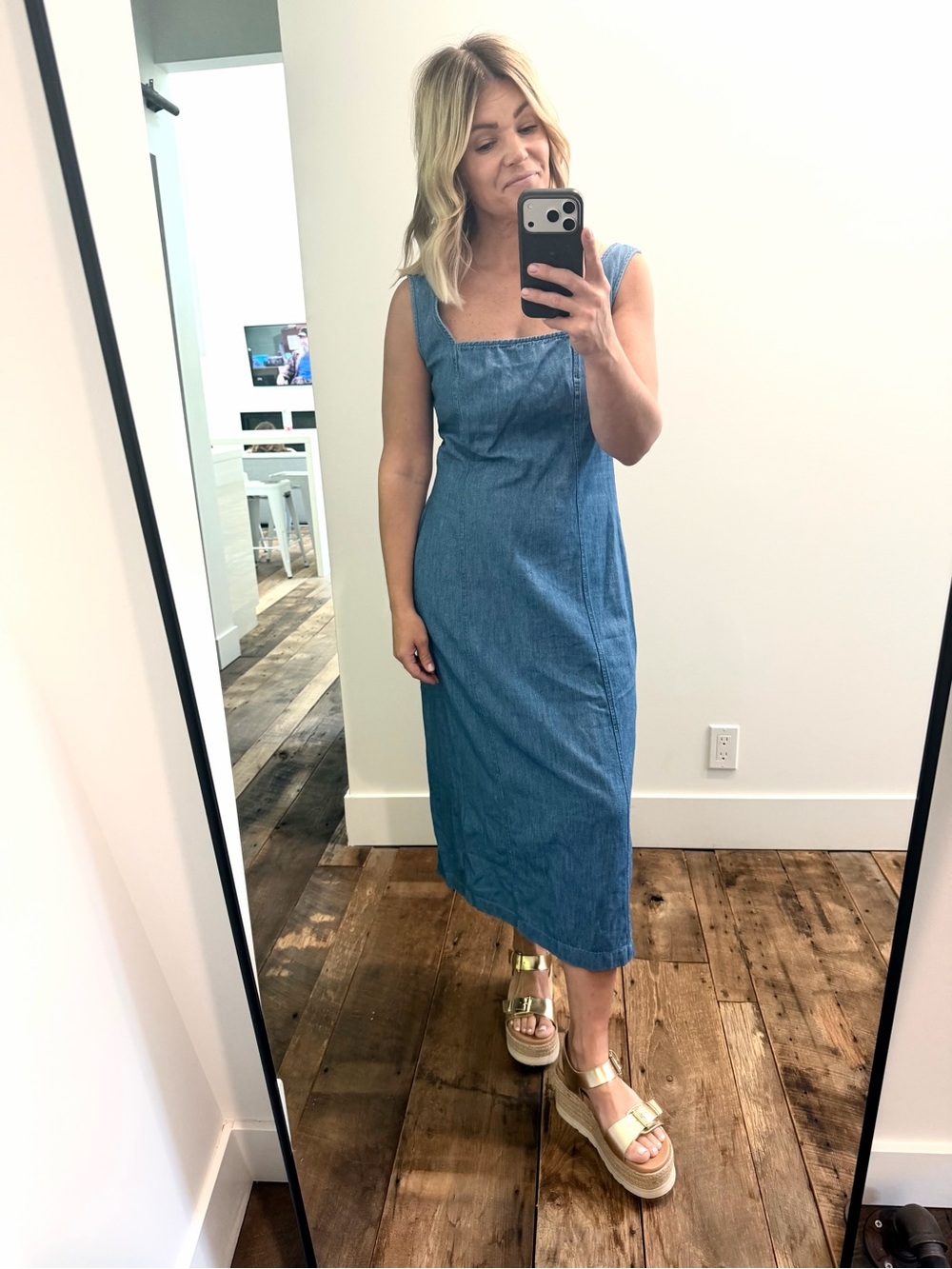 OLD NAVY denim midi dress. sz small